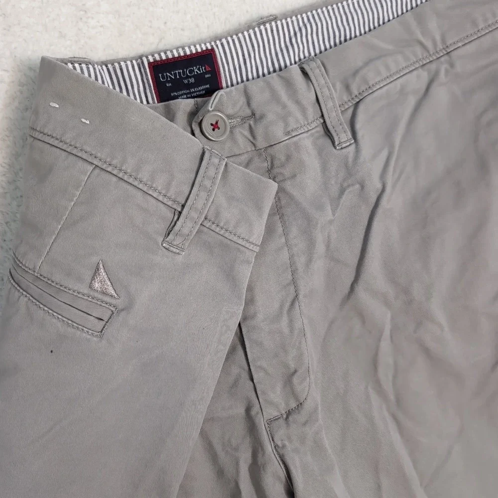 Untuckit Shorts Men's 38 Gray Flat Front‎ Zipper Pocket 9